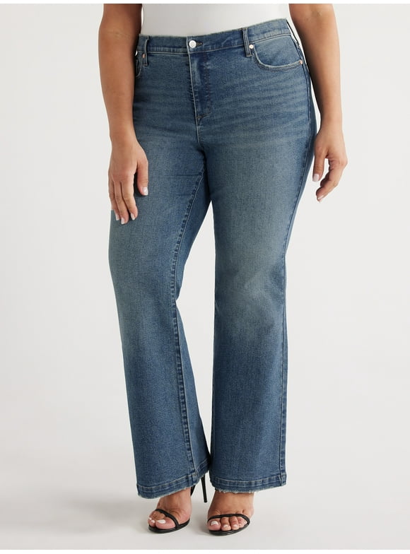 Sofia Jeans Women's Plus Size Melisa Flare High Rise 5 Pocket Jeans, 32.5" Inseam, Sizes 14W-28W