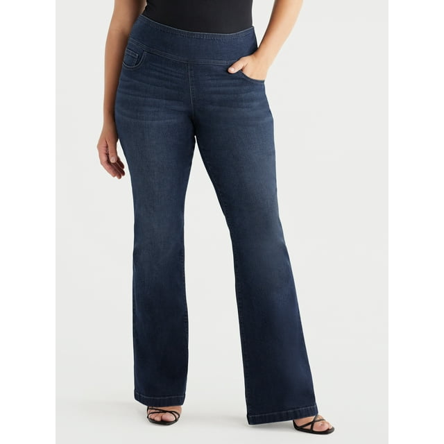 Sofia Jeans Women's Plus Size Melisa Flare High Rise Pull On Jeans, 32.