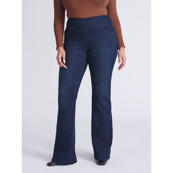 Sofia by Sofia Vergara Women's and Women's Plus Melisa Flare High Rise Pull On Jeans, 30.5", 32.5" and 34.5" Inseams, Sizes 0-28