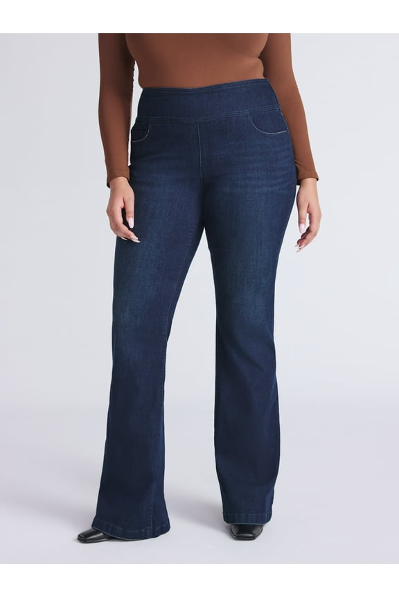 Sofia by Sofia Vergara Women's and Women's Plus Melisa Flare High Rise Pull On Jeans, 30.5", 32.5" and 34.5" Inseams, Sizes 0-28