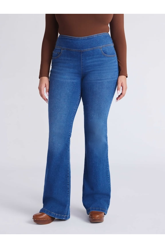 Sofia by Sofia Vergara Women's and Women's Plus Melisa Flare High Rise Pull On Jeans, 30.5", 32.5" and 34.5" Inseams, Sizes 0-28