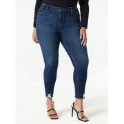 Sofia Jeans Women's Plus Size Rosa Curvy Skinny High Rise Destructed Hem Jeans, 26" Inseam, Sizes 14W-28W