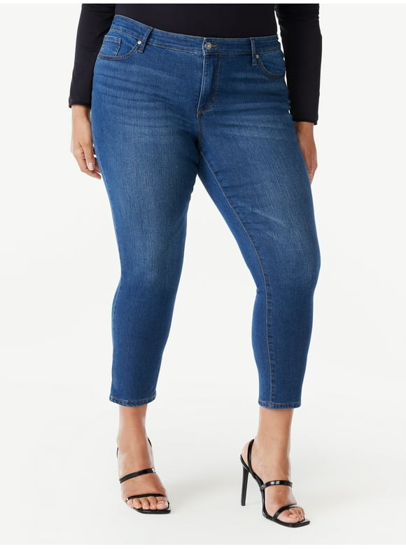 Sofia Jeans Women's Plus Size Rosa Curvy Skinny Mid Rise Cropped Jeans, 26" Inseam, Sizes 14W-28W
