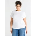thumbnail image 1 of Sofia Jeans Women's and Women's Plus Ruched Side Tee with Short Sleeves, XS-4X, 1 of 5
