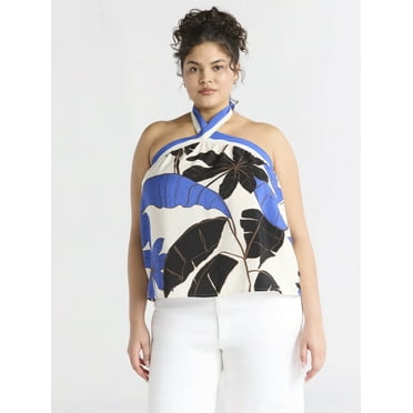 Sofia Jeans Women's and Women's Plus Tie Halter Top, Sizes XS-4X