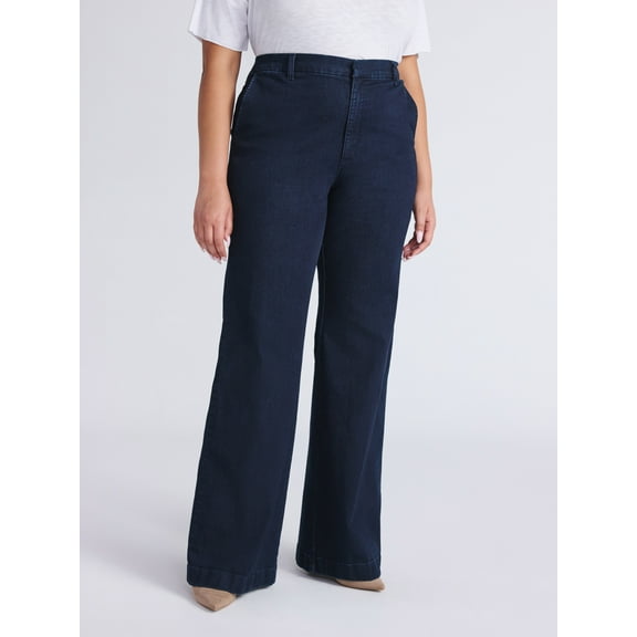 Sofia by Sofia Vergara Women's and Women's Plus Trouser Flare High Rise Jeans, 30.5", 32.5" and 34.5" Inseam, Sizes 0-28W