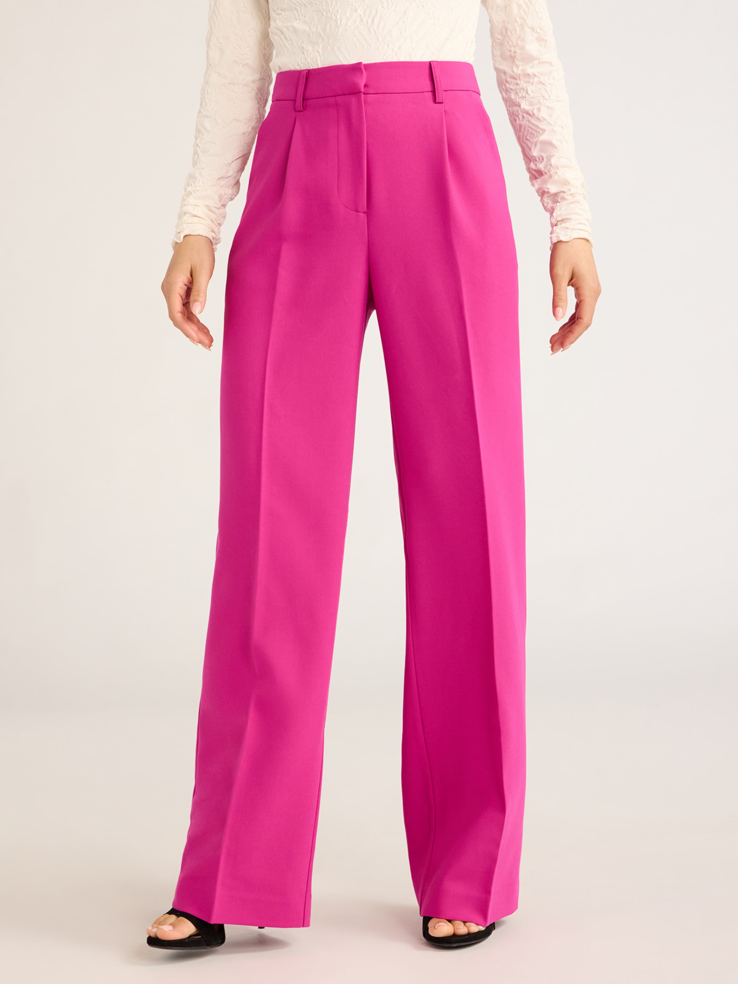 Front Inseem Sofia Jeans Women's Relaxed Fit High Rise Front Pleated Twill Pants, 32 ...