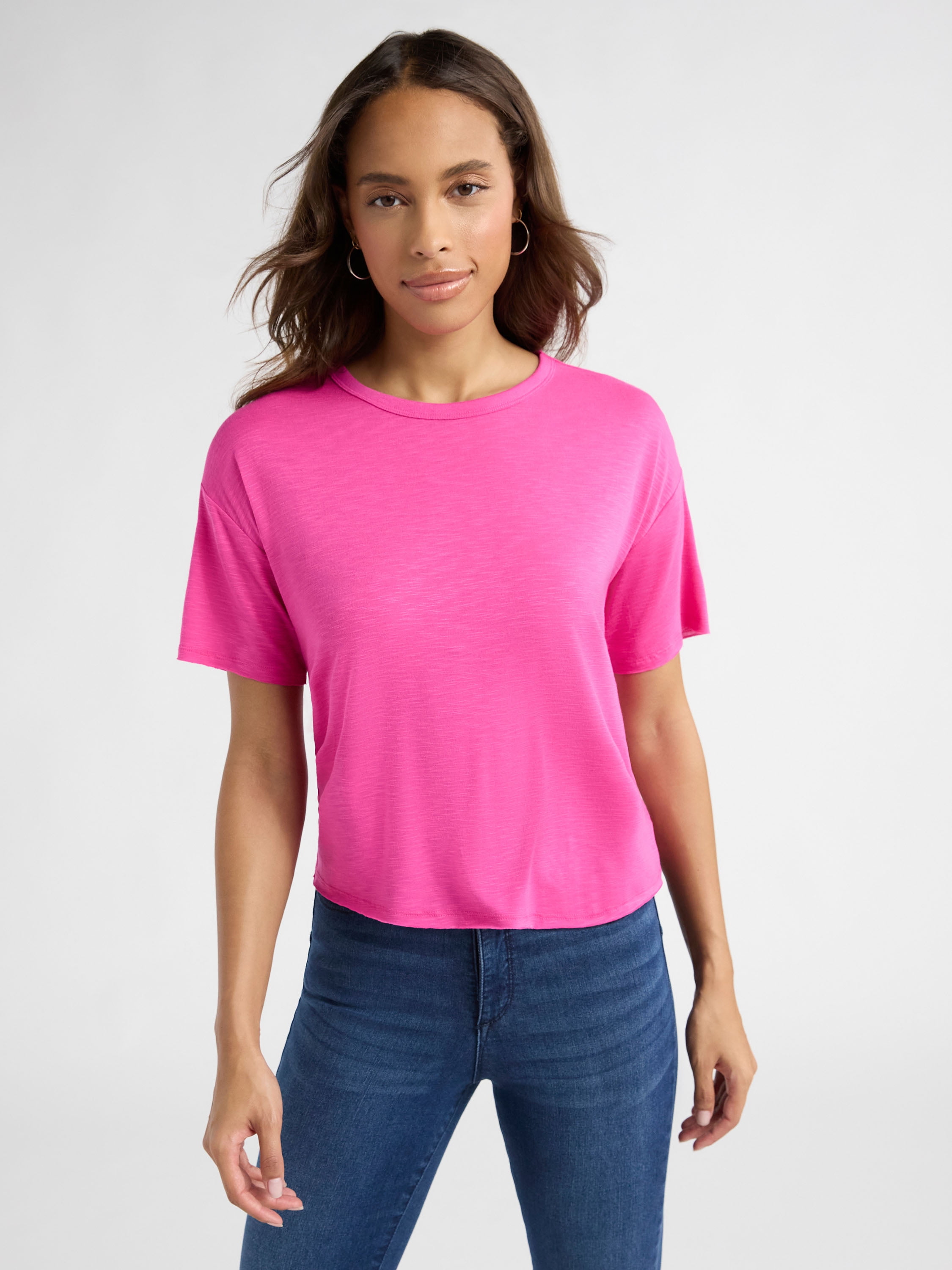 Sofia Jeans Women's Crewneck Tee with Short Sleeves, Sizes XS-XXXL