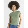 thumbnail image 1 of Sofia Jeans Women's and Women's Plus Ruched Side Tee with Short Sleeves, XS-4X, 1 of 5