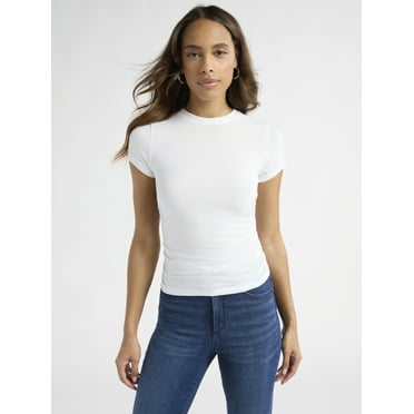 Sofia Jeans Women's and Women's Plus Ruched Side Tee with Short Sleeves, XS-4X