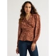 thumbnail image 1 of Sofia Jeans Women's Ruched Waist Top with Long Sleeves, Sizes XS-XXL, 1 of 4