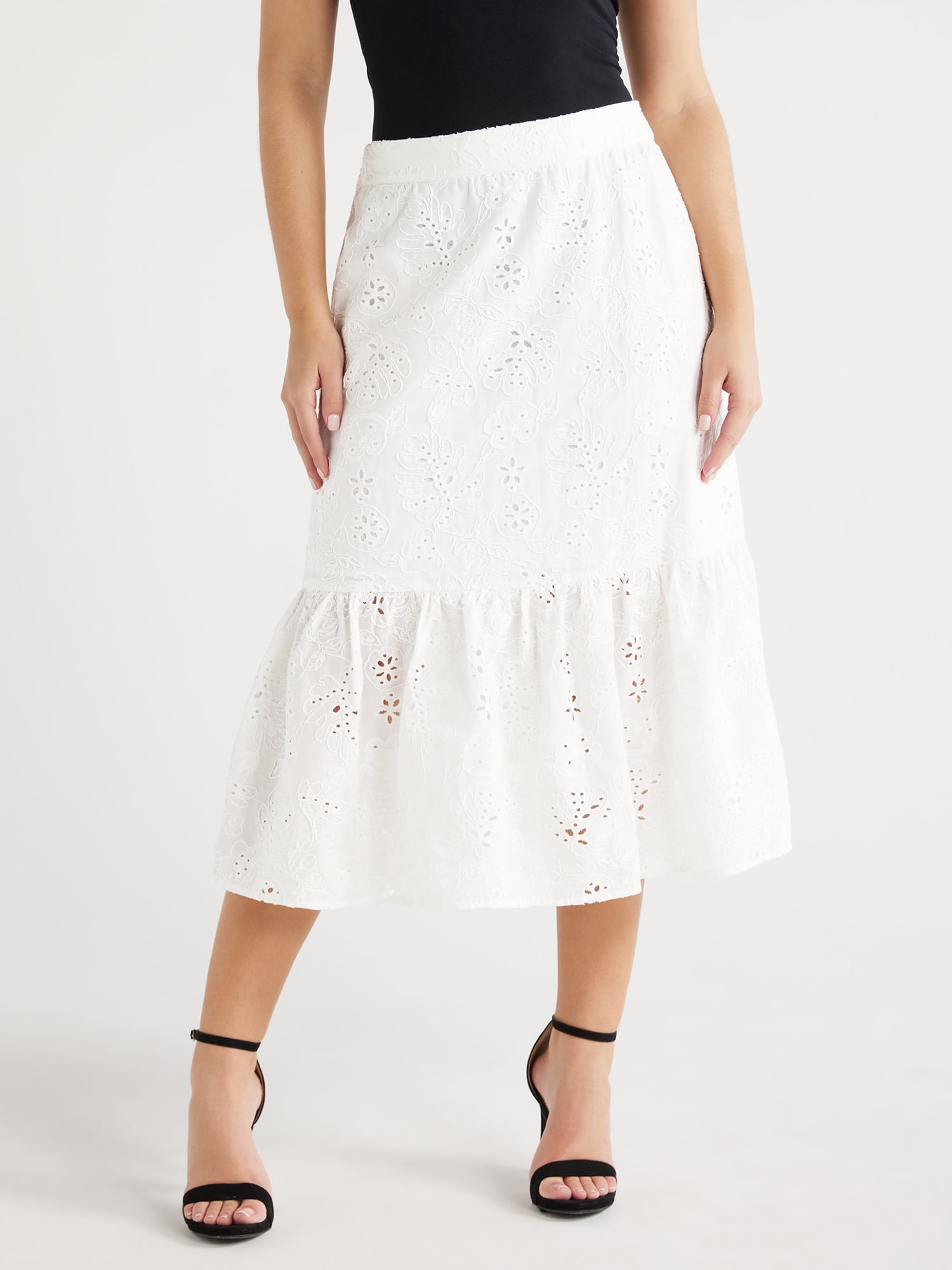 SOFIA'S CHOICE Women's Drawstring Midi Skirt - High Elastic Waist With Pockets Ankle Length Skirt