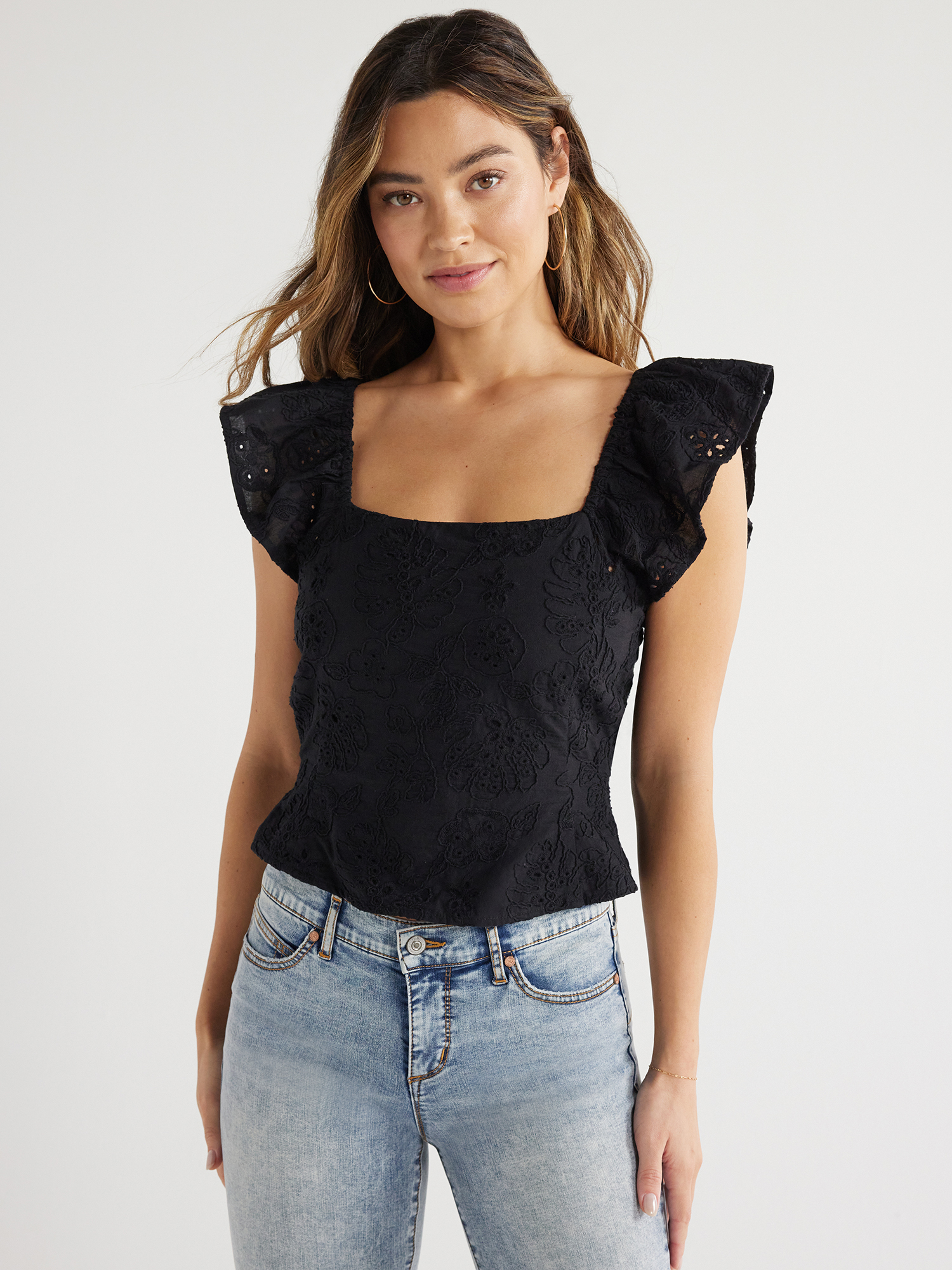Sofia Jeans Women's Ruffle Sleeve Top, Sizes XS-XXXL - Walmart.com