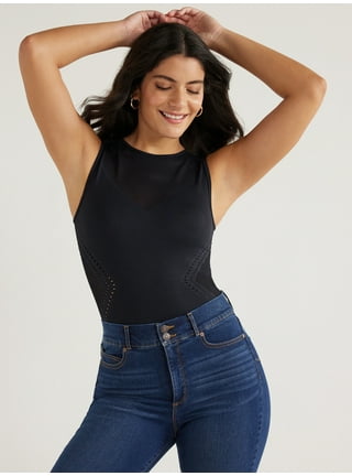 Sofia Jeans Women's Plus Size Lace Bodysuit with Blouson Sleeves