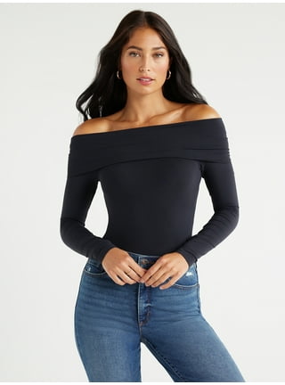 Black Off Shoulder Bodysuits