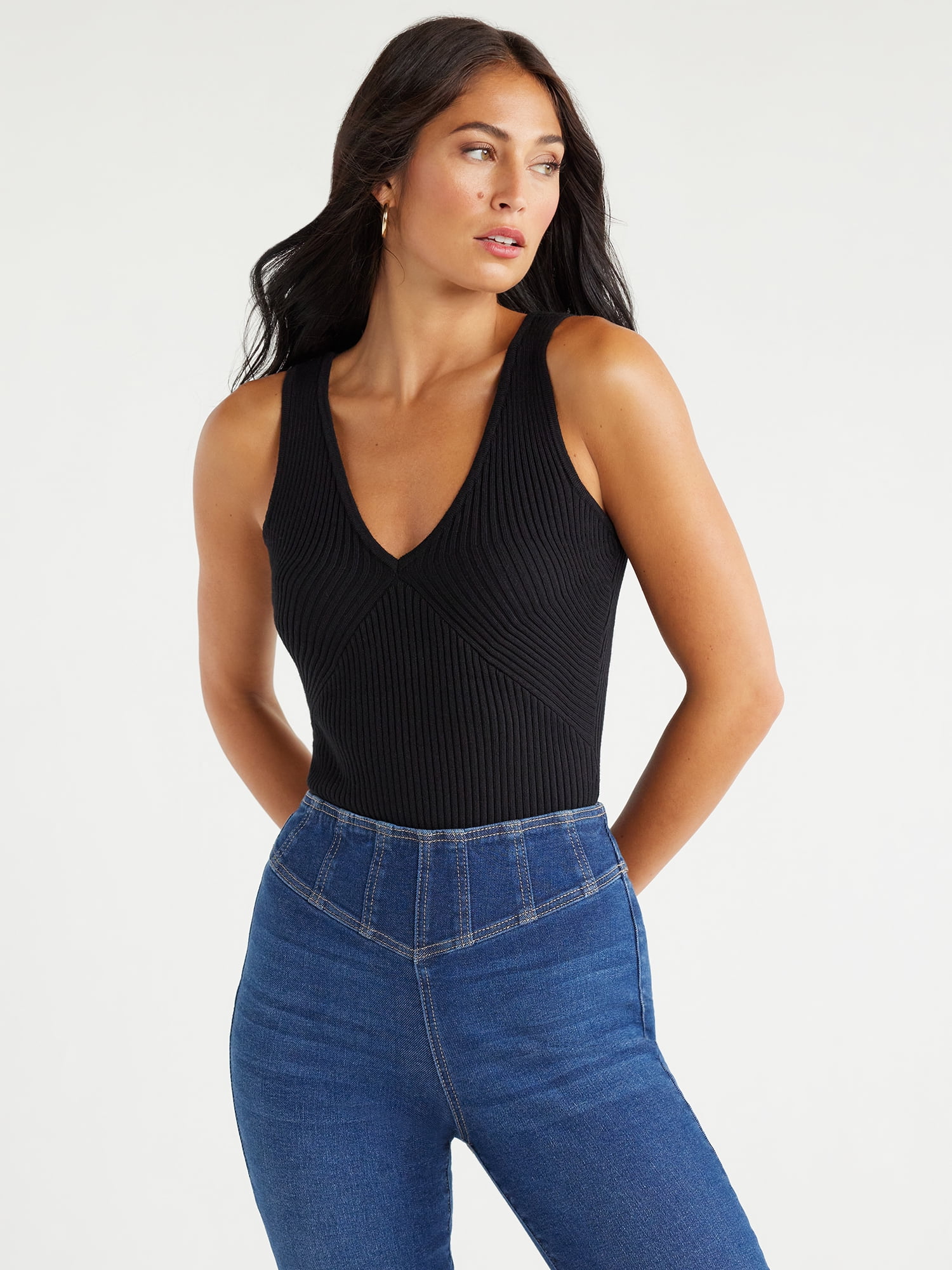 Sofia Jeans Women's Sleeveless Sweater Bodysuit, Sizes XS-3XL 