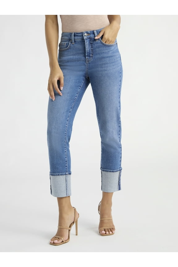 Sofia Jeans Women's Slim Cuffed Denim Mid Rise Jeans, 27" Inseam, Size 0-20
