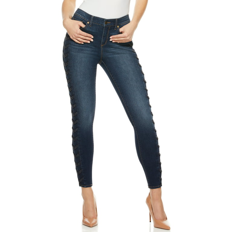 Sofia Jeans by Sofia Vergara Sofia Skinny Mid-Rise Lace-Up Sides