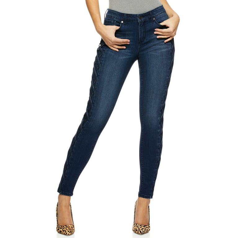 Sofia Jeans Women's Sofia Skinny Mid Rise Side Lace Ankle Jeans - Walmart .com