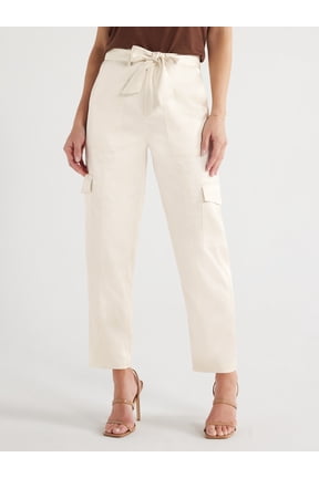Sofia Jeans Women's Tapered High Rise Satin Cargo Pants, 27" Inseam, Sizes 0-18