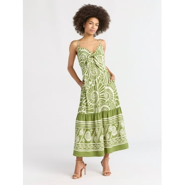Sofia Jeans Women's and Women's Plus Tie Front Maxi Dress, Sizes XS-4X