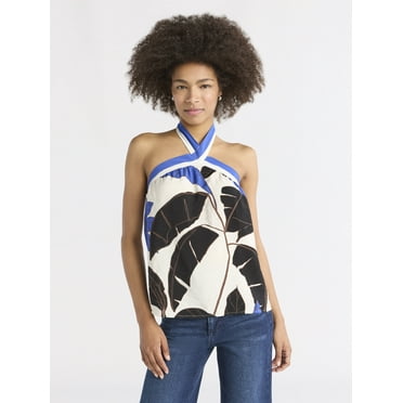 Sofia Jeans Women's and Women's Plus Tie Halter Top, Sizes XS-4X