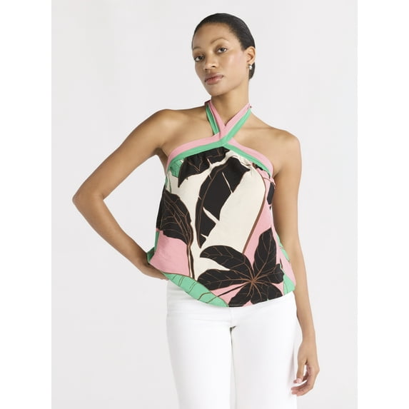 Sofia Jeans Women's and Women's Plus Tie Halter Top, Sizes XS-4X