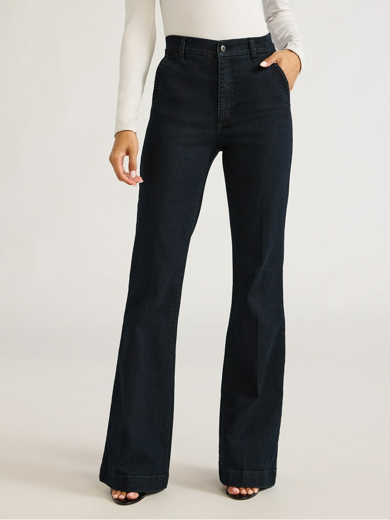 Sofia Jeans Women's Trouser Flare High Rise Crease Jeans, 32.5" Inseam, Sizes 0-20