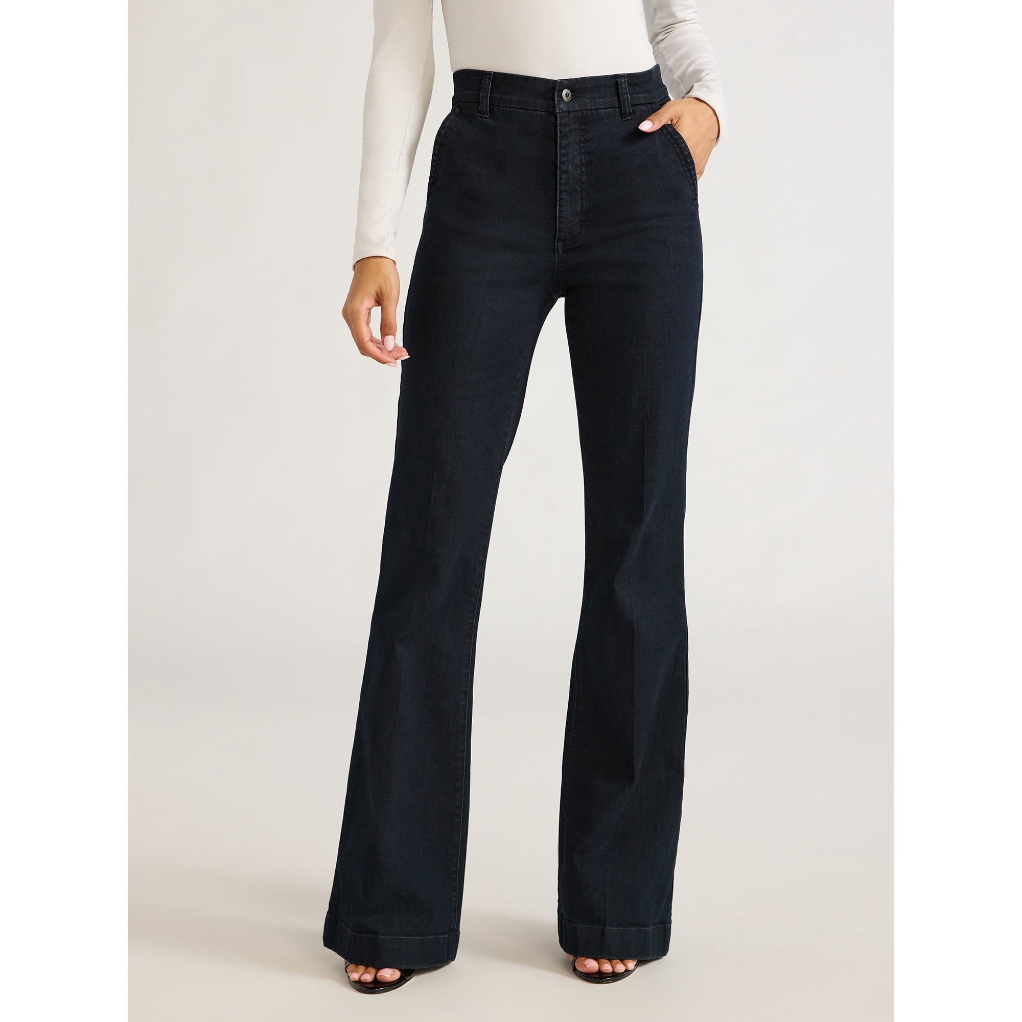 Sofia Jeans Women's Trouser Flare High Rise Crease Jeans