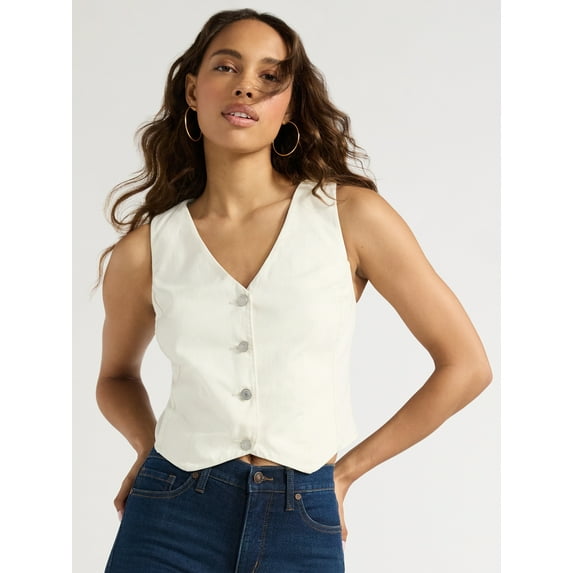 Sofia Jeans Women's Twill Vest, Sizes XS-XXXL