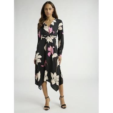 Sofia Jeans Women's Twist Front Dress, Mid Calf Length, Sizes XS-XXXL