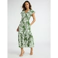 thumbnail image 1 of Sofia Jeans Women's and Women's Plus V Neck Dress with Flutter Sleeves, Below Calf Length, Sizes XS-4X, 1 of 4