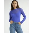 thumbnail image 1 of Sofia Jeans Women's V-Neck Mesh Pullover Sweater with Sheer Long Sleeves, Lightweight, Sizes XS-XXXL, 1 of 5