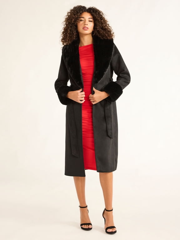 Sofia Jeans Women's Fur Trim Coat, Sizes XS-XXXL
