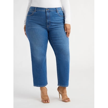 Sofia by Sofia Vergara Women's and Women's Plus Lana Relaxed Straight Super High Rise Jeans, 27" Inseam, Sizes 0-28