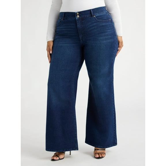 Sofia by Sofia Vergara Women's and Women's Plus Margot Wide Leg High Rise Jeans, 30.5" and 32.5" Inseams, Sizes 0-28