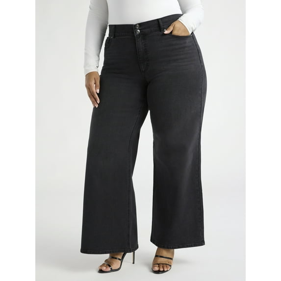 Sofia by Sofia Vergara Women's and Women's Plus Margot Wide Leg High Rise Jeans, 30.5" and 32.5" Inseams, Sizes 0-28