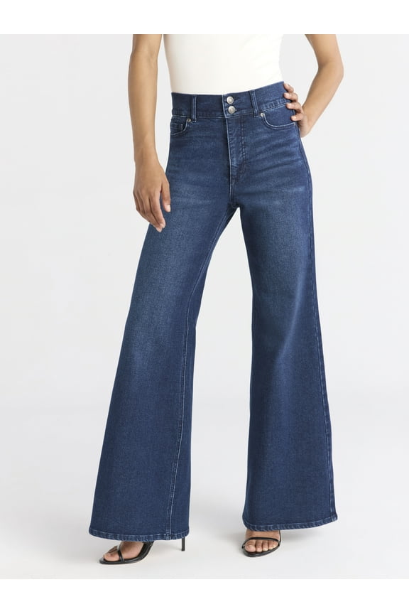 Sofia by Sofia Vergara Women's and Women's Plus Margot Wide Leg High Rise Jeans, 30.5" and 32.5" Inseams, Sizes 0-28