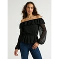 thumbnail image 1 of Sofia Jeans Women's and Women's Plus Off Shoulder Top with Long Sleeves, Sizes XS-5X, 1 of 4