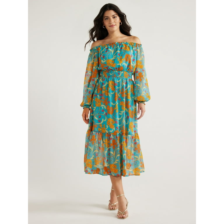 Off the shoulder jean dress plus size sales