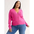 thumbnail image 1 of Sofia Jeans Women's and Women's Plus Ribbed Button Cardigan, Lightweight, Size XS-4X, 1 of 5