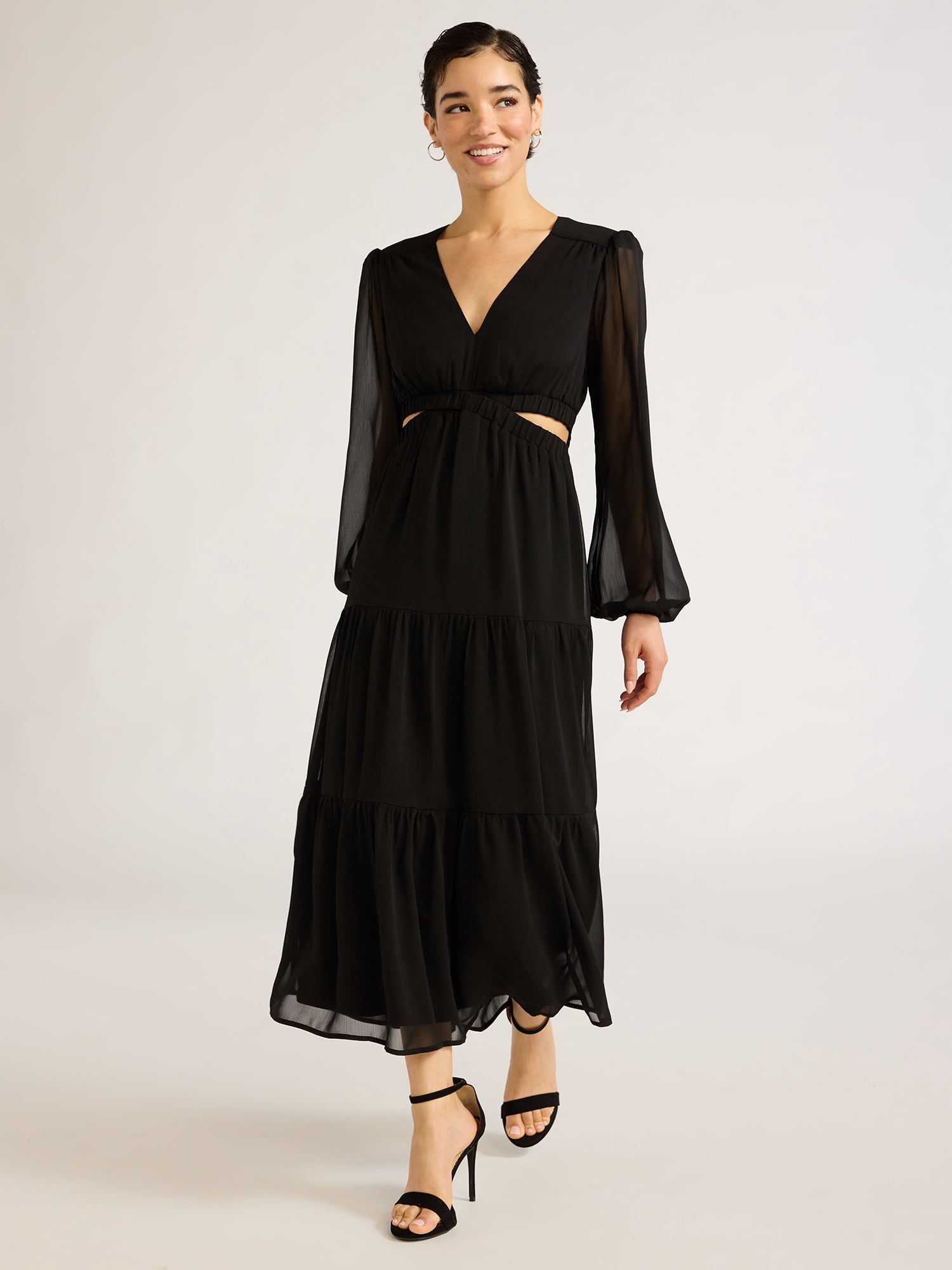Women's Plus Sleeveless Ruffle Cutout Maxi Dress main image 0
