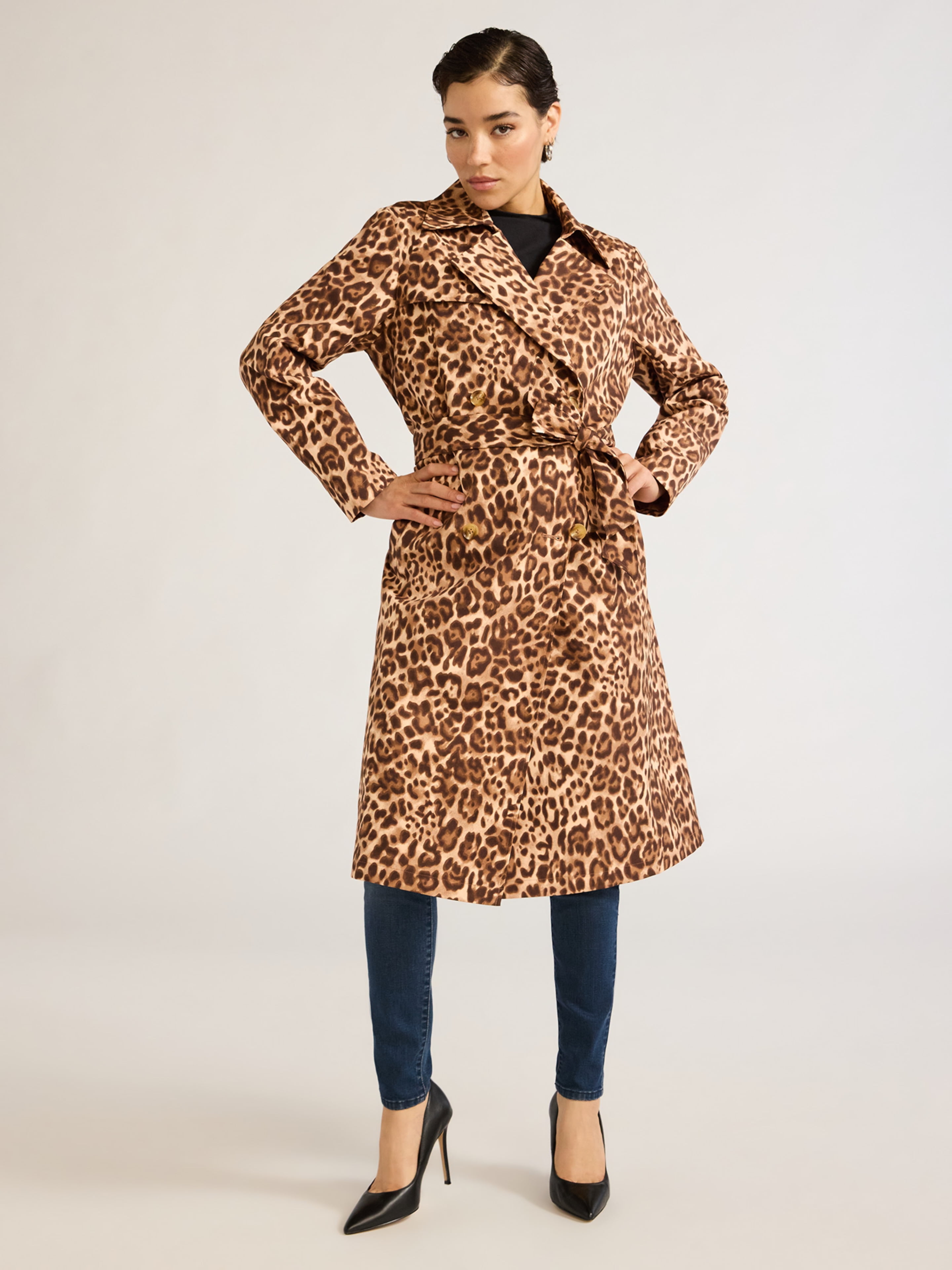 Sofia Jeans Women's and Women's Plus Size Double Breasted Trench Coat, Sizes XS-5X