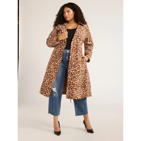 Sofia Jeans Women's and Women's Plus Size Double Breasted Trench Coat, Sizes XS-5X