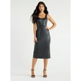 thumbnail image 1 of Sofia Jeans Women's and Women's Plus Size Faux Leather Dress, Below Knee Length, Sizes XS-5X, 1 of 5
