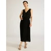 Sofia Jeans Women's and Women's Plus Size Sleeveless Pleated V-Neck Dress, Above Ankle Length, Sizes XS-5X