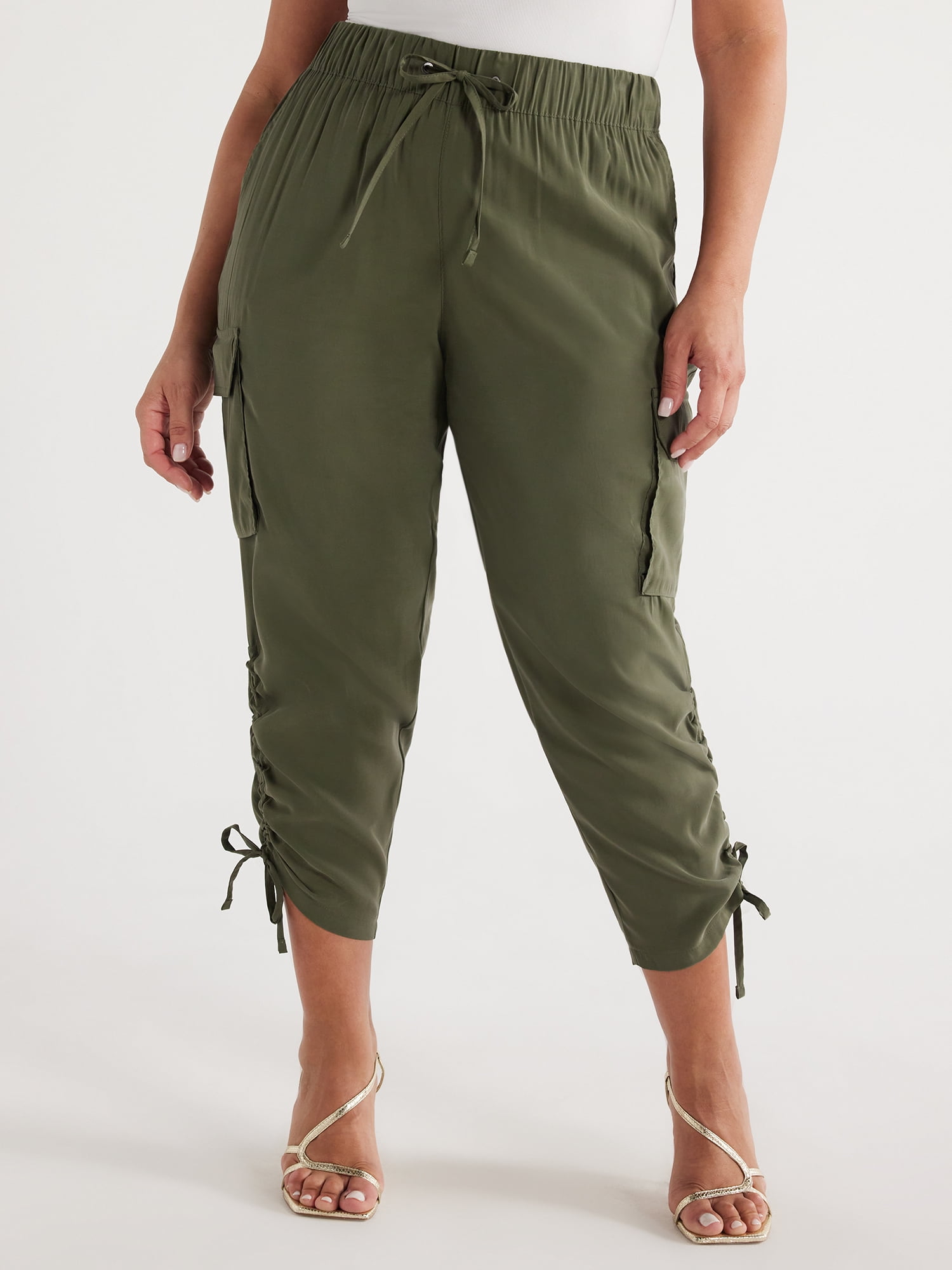 Sofia Jeans Women's and Women's Plus Super High Rise Luxe Cargo Pants, 26" Inseam, Sizes XXS-5X