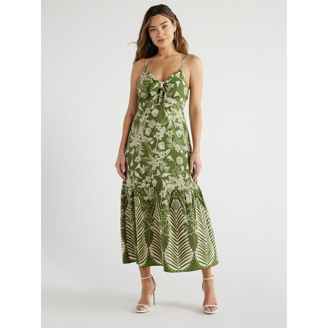 Sofia Jeans Women's and Women's Plus Tie Front Cutout Maxi Dress, Sizes ...