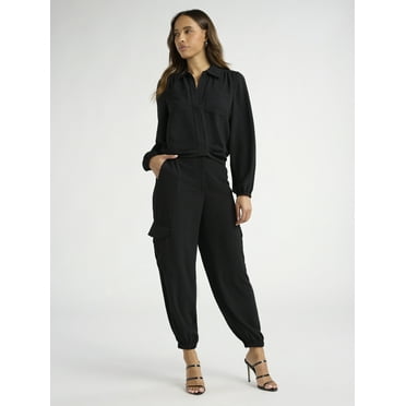 Sofia Jeans Women's and Women's Plus Utility Blouse with Long Sleeves, Sizes XS-4X
