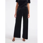 Sofia by Sofia Vergara Women's and Women's Plus Size Velvet Wide Leg Pants, 32" Inseam, Sizes XS-4X
